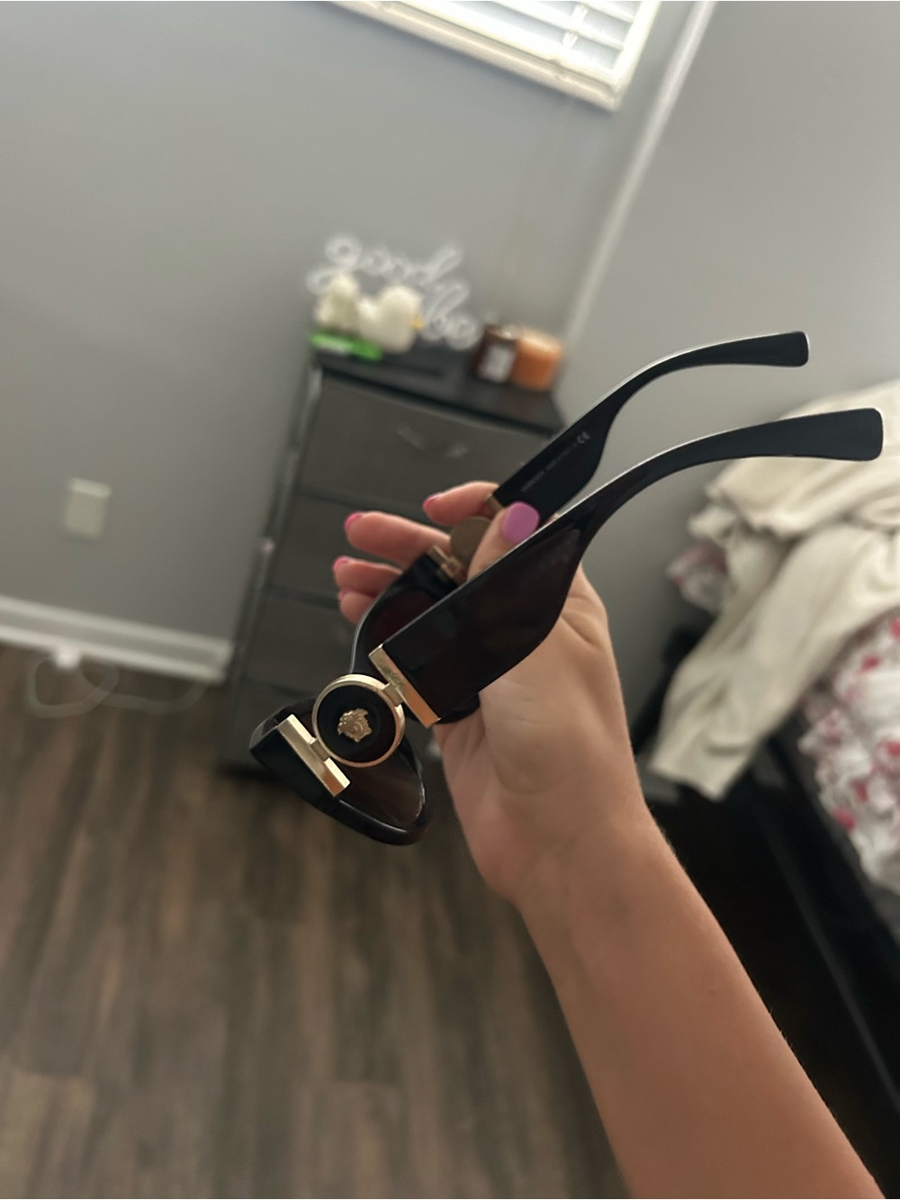 Versace Black and Gold Signature Medusa Sunglasses